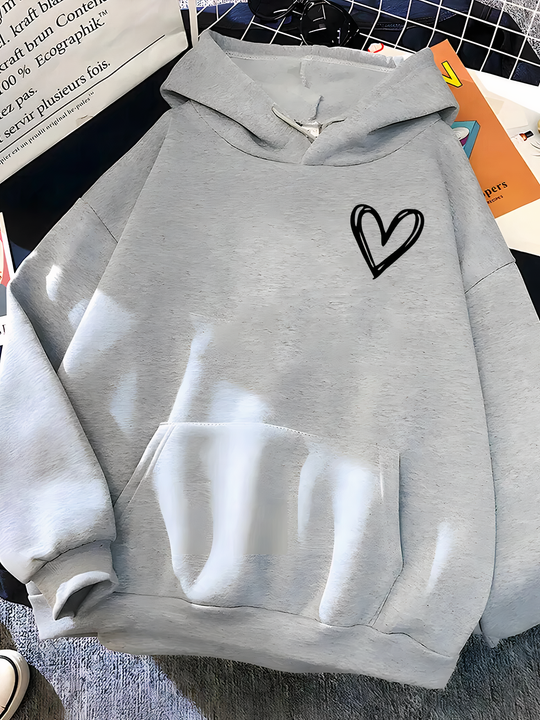 R&B | Kapuzenpullover Mit Herzdruck Für Frauen Saylor