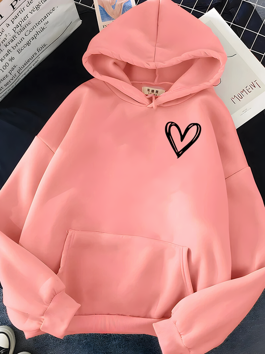 R&B | Kapuzenpullover Mit Herzdruck Für Frauen Saylor