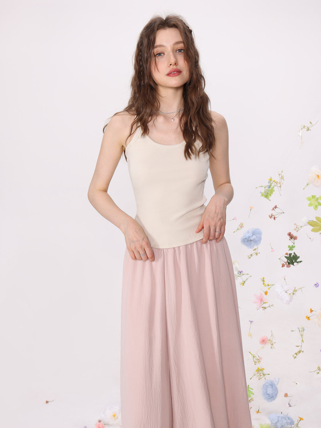 Damen Strick Cami Tank Top Einfarbig Slim Fit