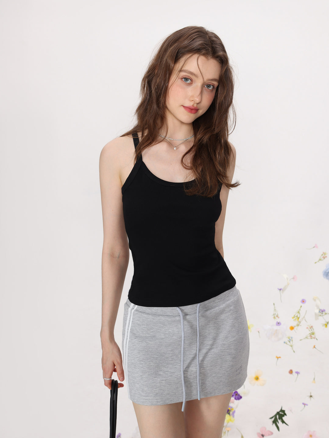 Damen Strick Cami Tank Top Einfarbig Slim Fit