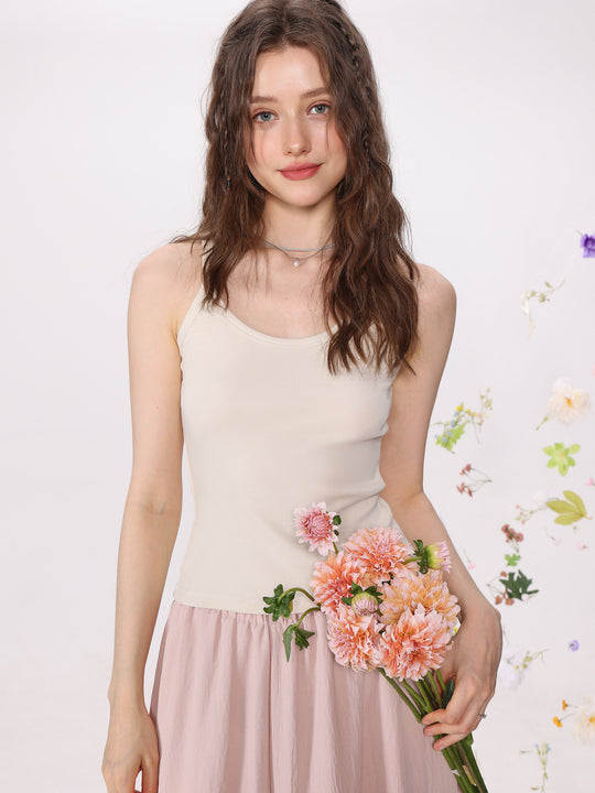 Damen Strick Cami Tank Top Einfarbig Slim Fit