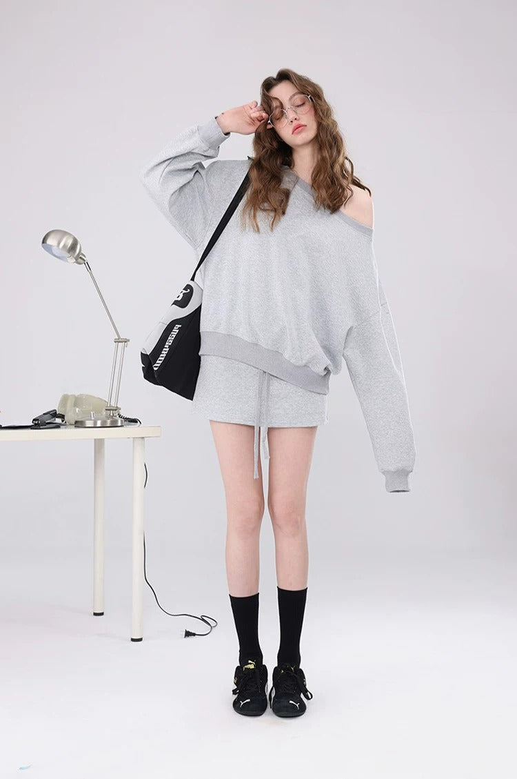 Damen Off-Shoulder Dreiteiler Set mit Hose