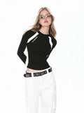 Damen Raglan Langarm T-Shirt Kontrast Slim Fit
