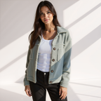 R&B | Weiche Damen Teddy Herbstjacke mit Knöpfen und Taschen