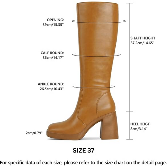 Leder-Plateau-Stiefel mit Blockabsatz - Ursula R&B