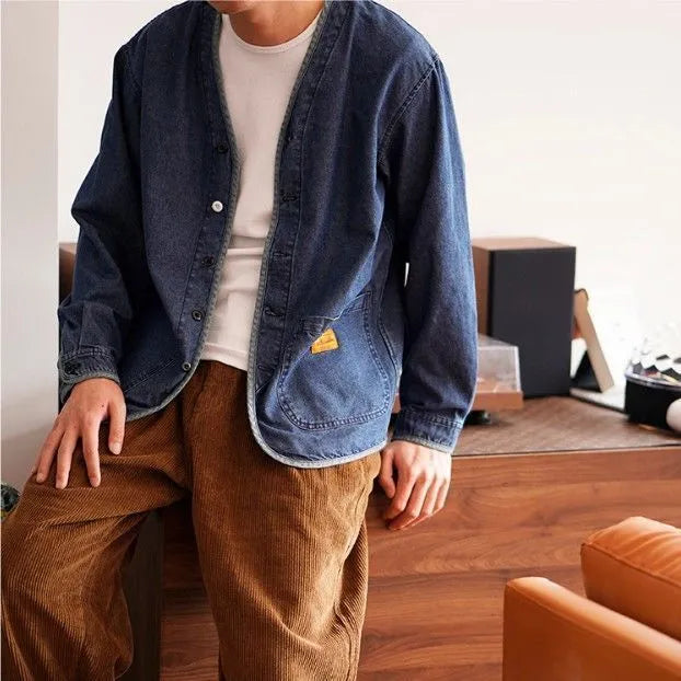 R&B | Herren Jeansjacke mit V-Ausschnitt
