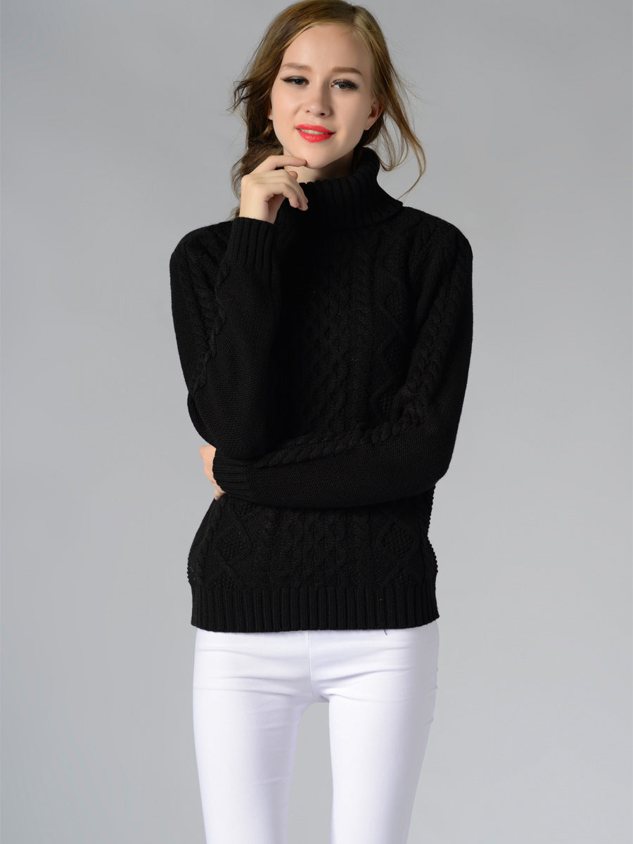 R&B | Damen Rollkragenpullover mit langen Ärmeln und Kabelstrick