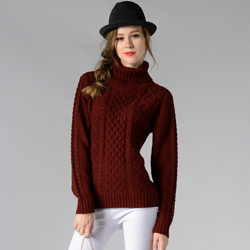 R&B | Damen Rollkragenpullover mit langen Ärmeln und Kabelstrick