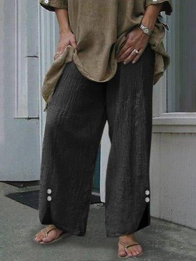 R&B | Frauen Hosen Lose Einfarbig Knopf Schlitze Hosen
