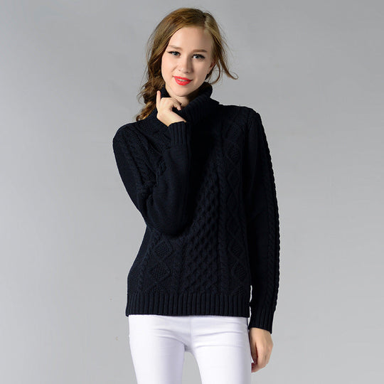 R&B | Damen Rollkragenpullover mit langen Ärmeln und Kabelstrick