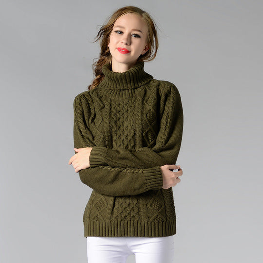 R&B | Damen Rollkragenpullover mit langen Ärmeln und Kabelstrick