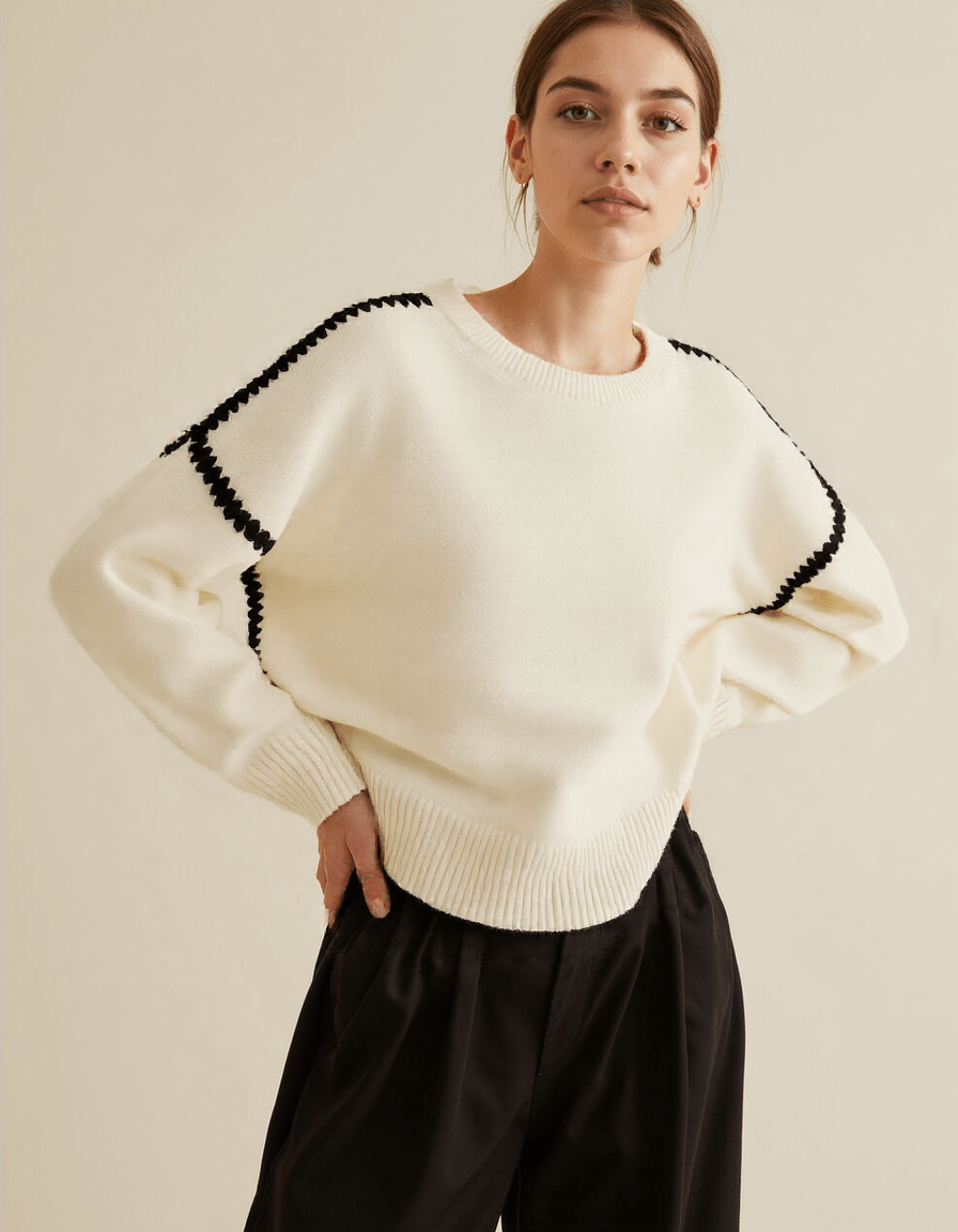 R&B | Pullover - Damen Herbst bestickter Strickpullover