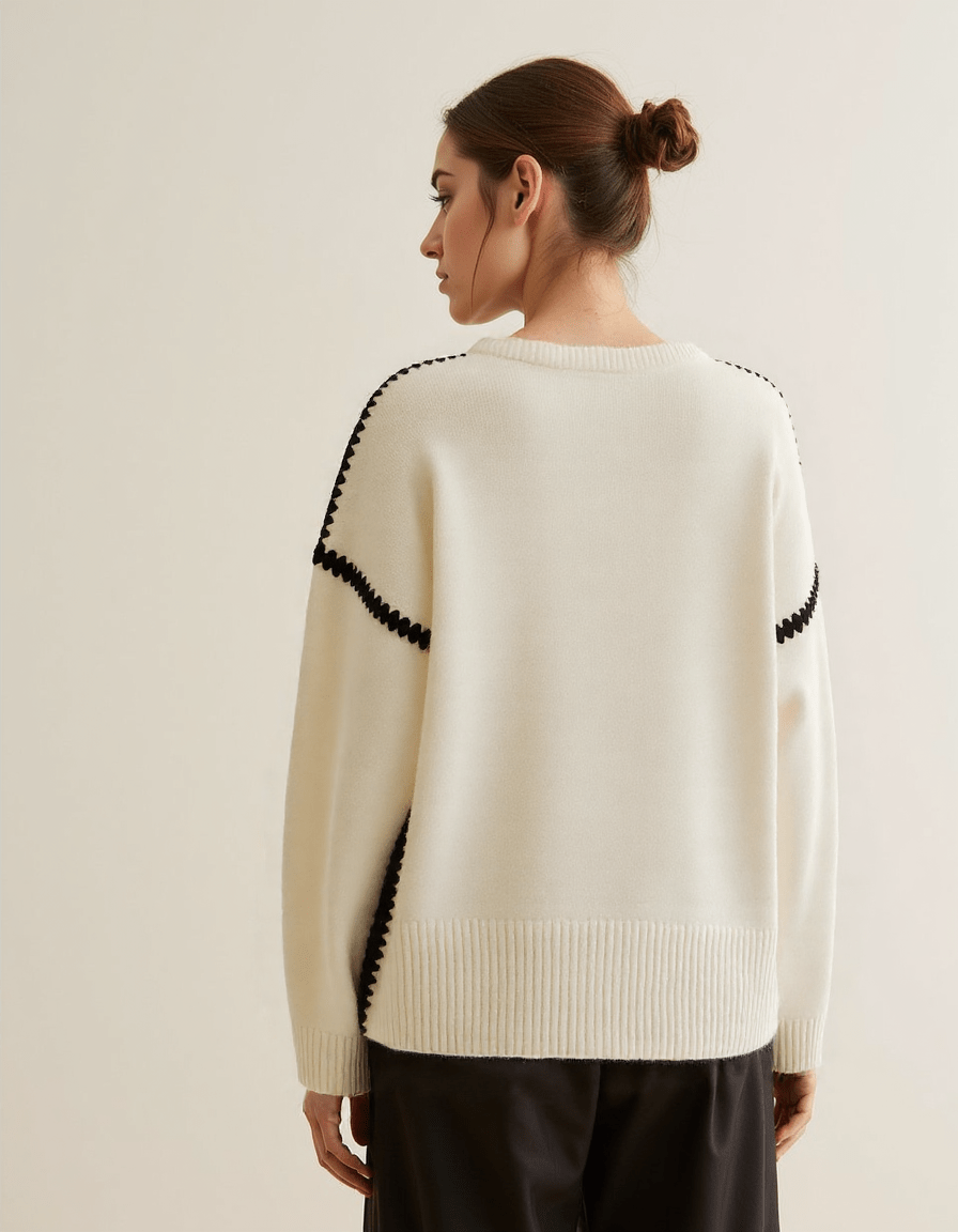 R&B | Pullover - Damen Herbst bestickter Strickpullover