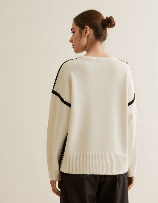 R&B | Pullover - Damen Herbst bestickter Strickpullover