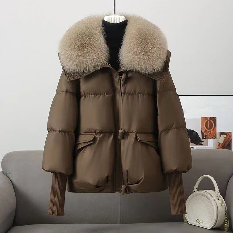 R&B | Jacke Oversized Fit Stepp Kunstfellkragen Hüftlänge