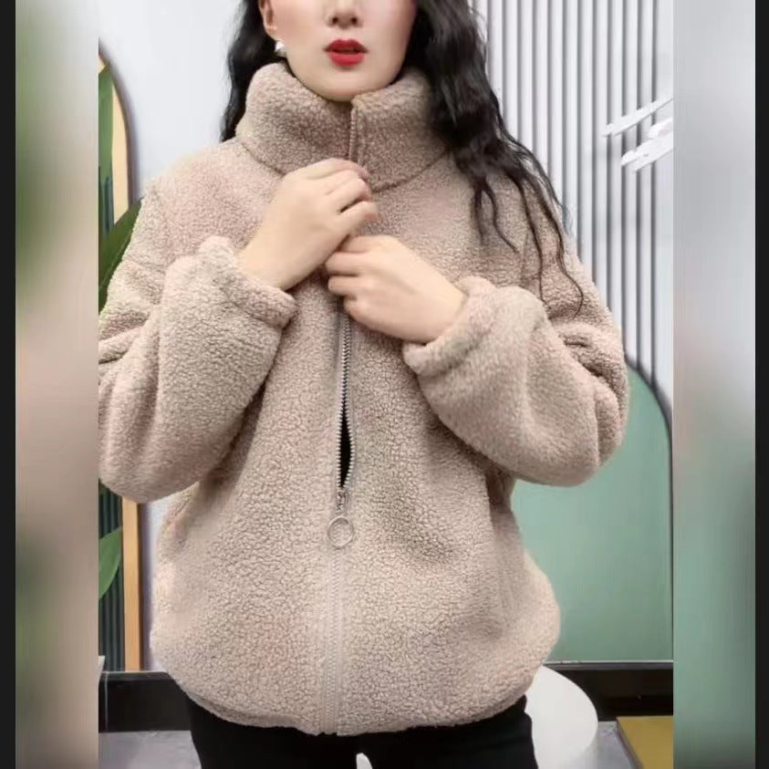 R&B | Lockere Passform Teddyjacke mit Fallenschulter