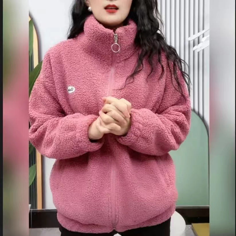 R&B | Lockere Passform Teddyjacke mit Fallenschulter