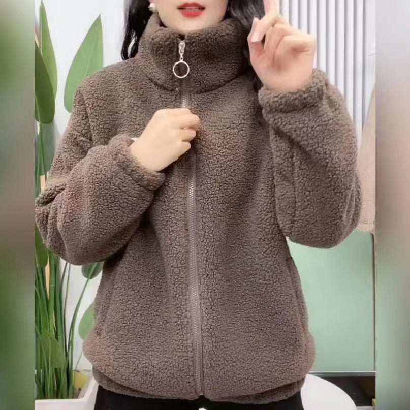 R&B | Lockere Passform Teddyjacke mit Fallenschulter