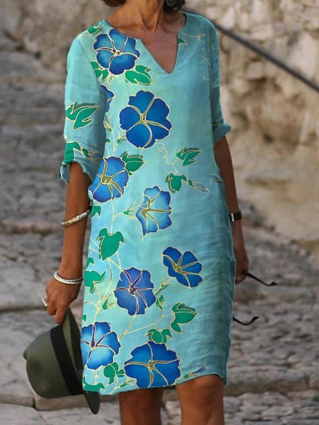 Stilvolles A-Blumenkleid