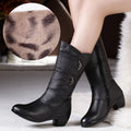 R&B | Damen Trendige Legere Pu Leder Schwarze Stiefel