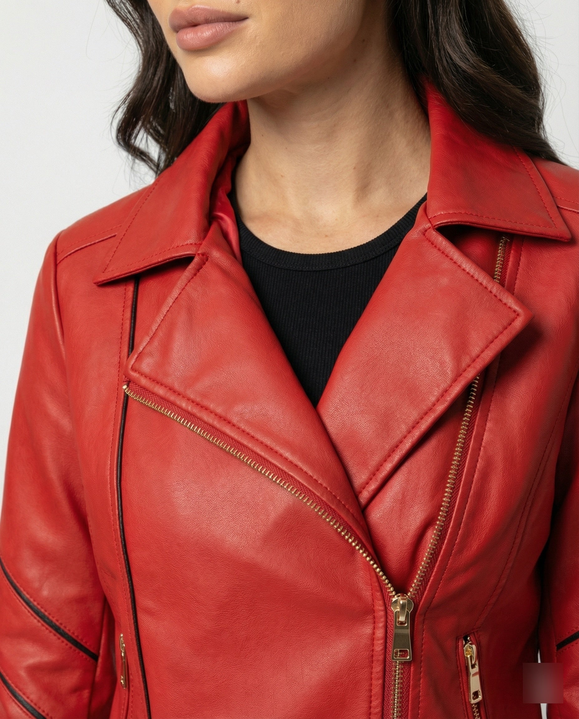 R&B | Echtes Schaffell Asymmetrische Slim Fit Motorrad jacke