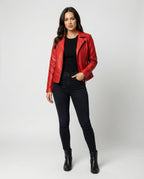 R&B | Echtes Schaffell Asymmetrische Slim Fit Motorrad jacke