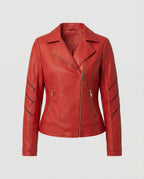 R&B | Echtes Schaffell Asymmetrische Slim Fit Motorrad jacke