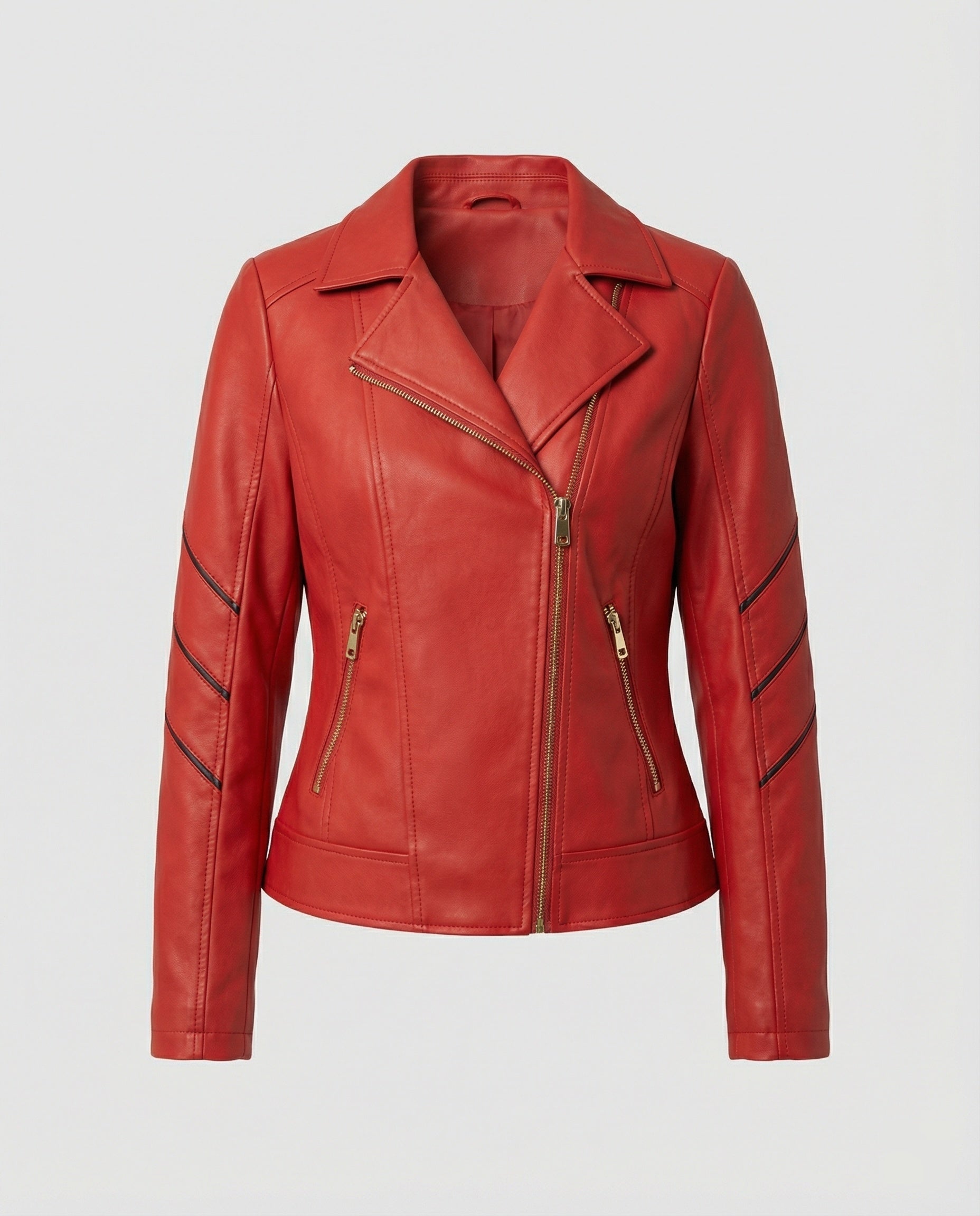 R&B | Echtes Schaffell Asymmetrische Slim Fit Motorrad jacke
