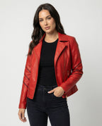 R&B | Echtes Schaffell Asymmetrische Slim Fit Motorrad jacke