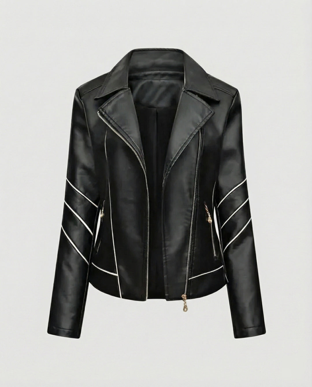R&B | Echtes Schaffell Asymmetrische Slim Fit Motorrad jacke