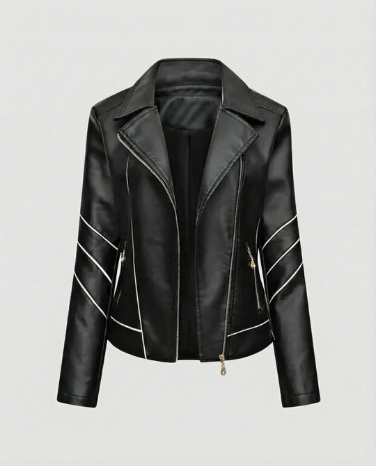 R&B | Echtes Schaffell Asymmetrische Slim Fit Motorrad jacke