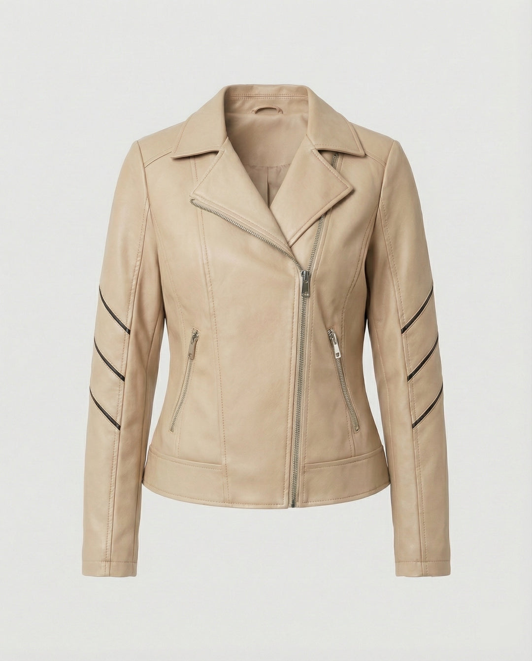 R&B | Echtes Schaffell Asymmetrische Slim Fit Motorrad jacke