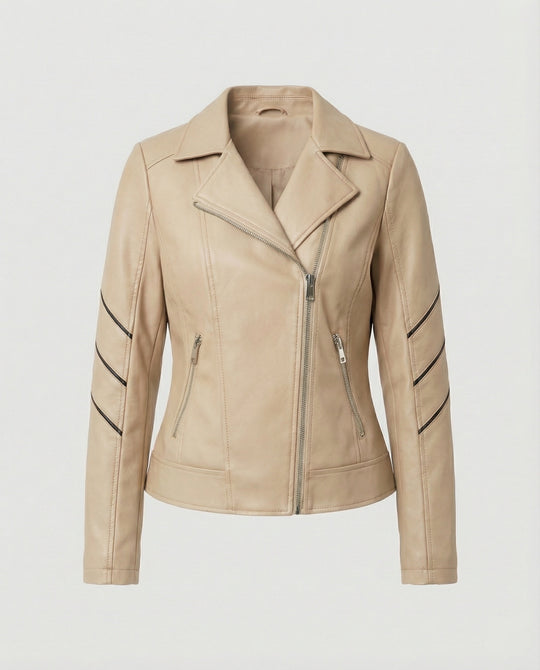 R&B | Echtes Schaffell Asymmetrische Slim Fit Motorrad jacke