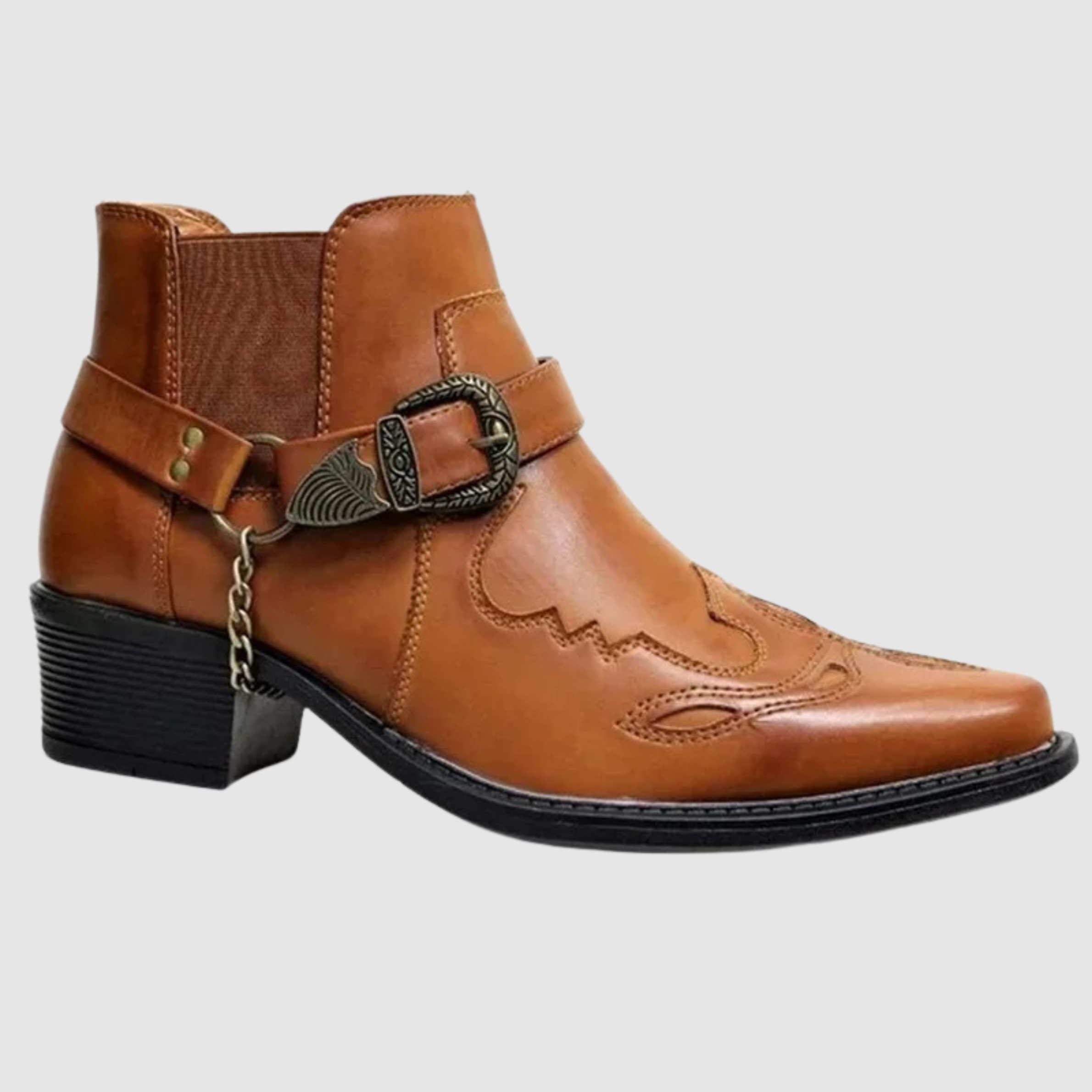 Cowboystiefel aus Leder mit hoher Kettenschnalle R&B
