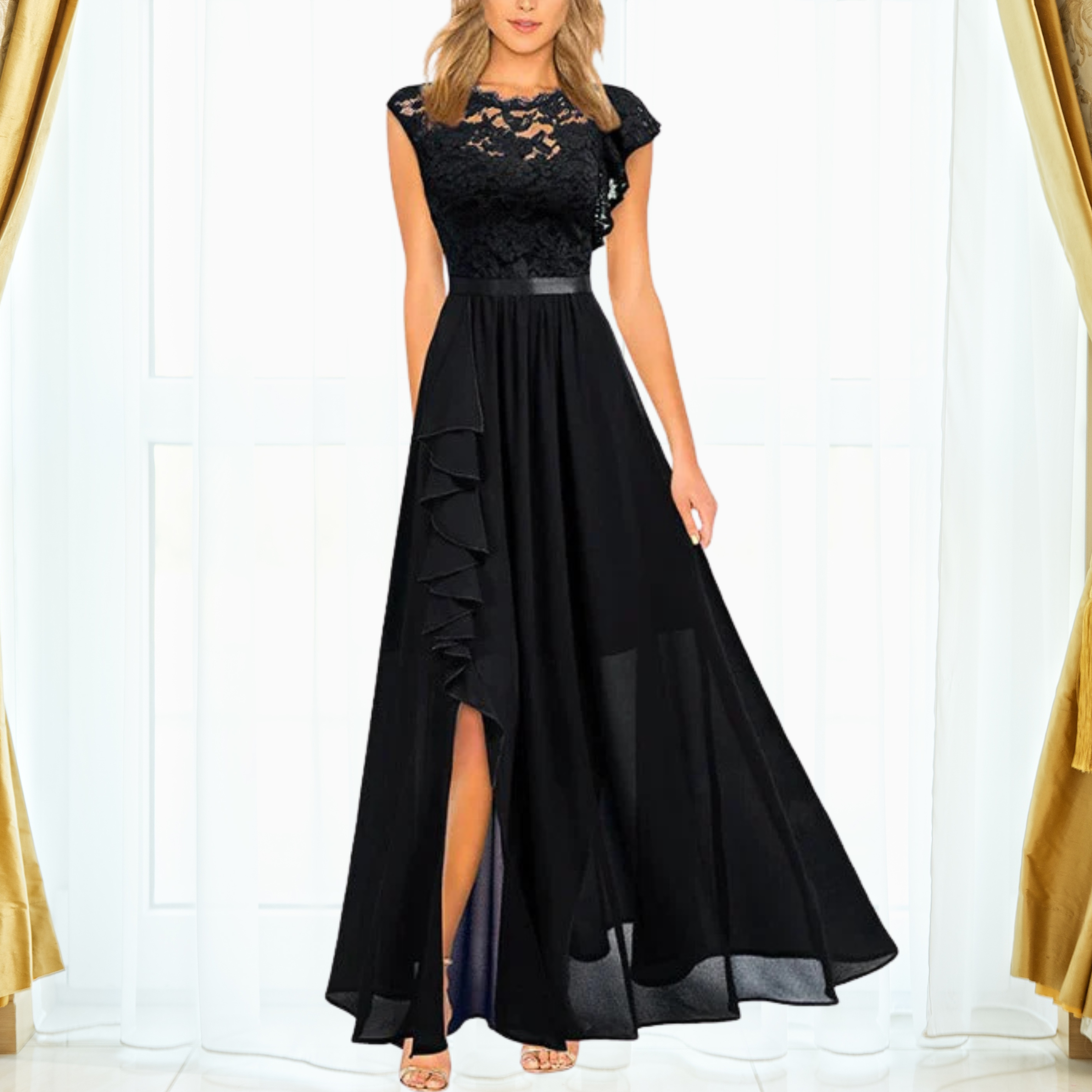 R&B | Elegantes Spitzen Maxi Kleid