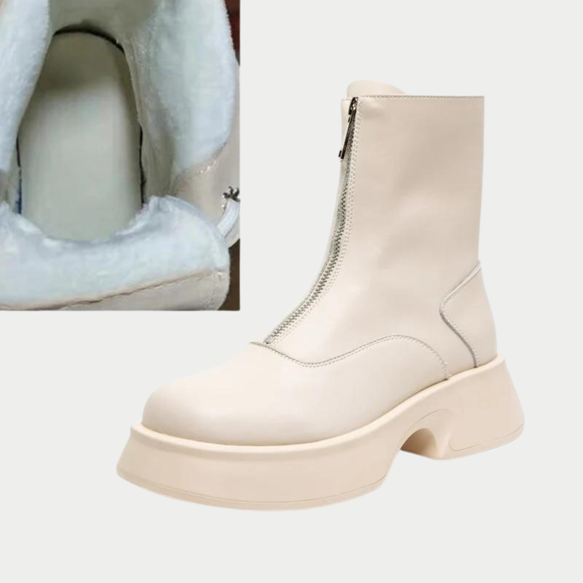 R&B | Echtes Leder Modefell Winterstiefel