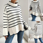 R&B | Gestreifter Rollkragenpullover