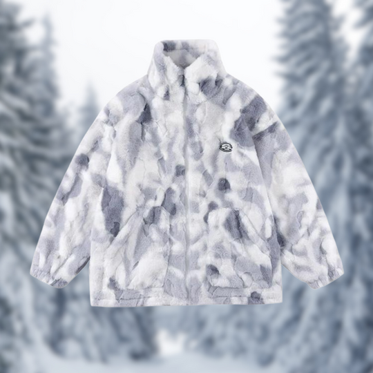 R&B | Kunstfell Fleecejacke Batik Stehkragen