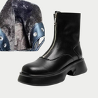 R&B | Echtes Leder Modefell Winterstiefel
