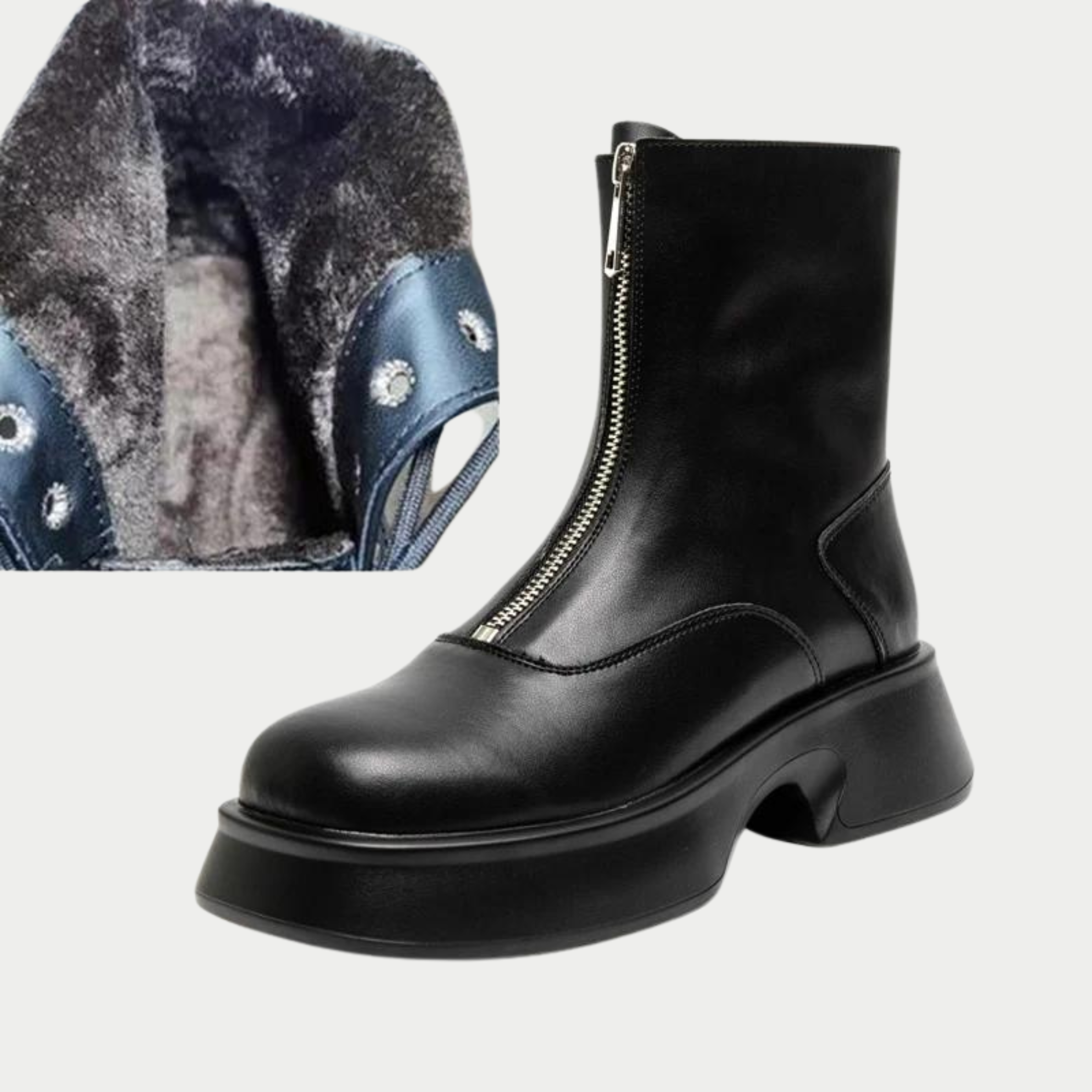 R&B | Echtes Leder Modefell Winterstiefel