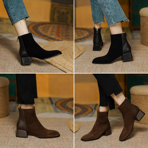 Bequeme Ankle Boots mit rutschfester Reißverschluss und runder Spitze R&B