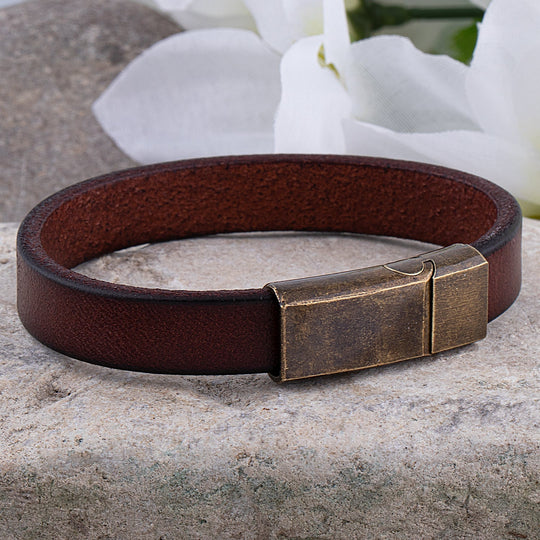 R&B | Robuste Lederarmband mit Messingschließe