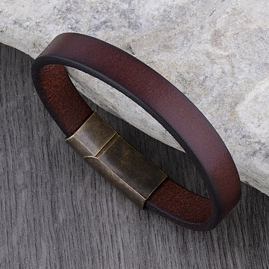 R&B | Robuste Lederarmband mit Messingschließe