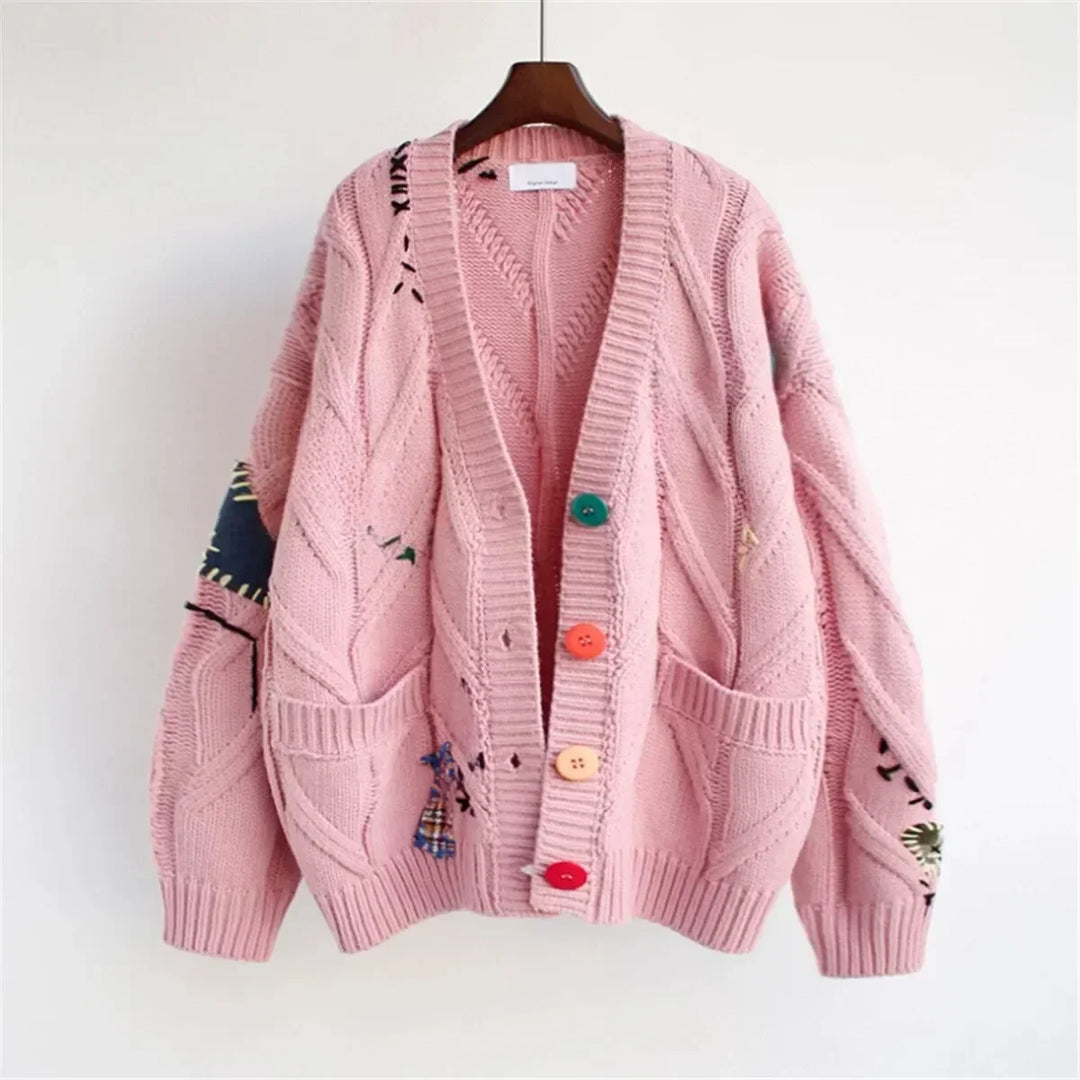 R&B | Patchwork Bestickte Strickjacke