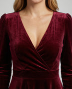 Elegantes Rotes Samtkleid Damen | R&B