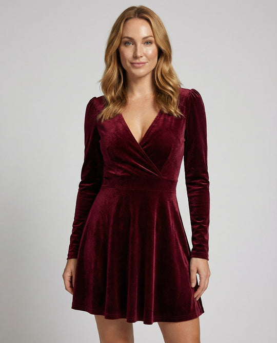Elegantes Rotes Samtkleid Damen | R&B