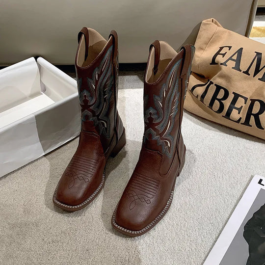 R&B | Bestickte Cowboystiefel Aus Leder für Damen