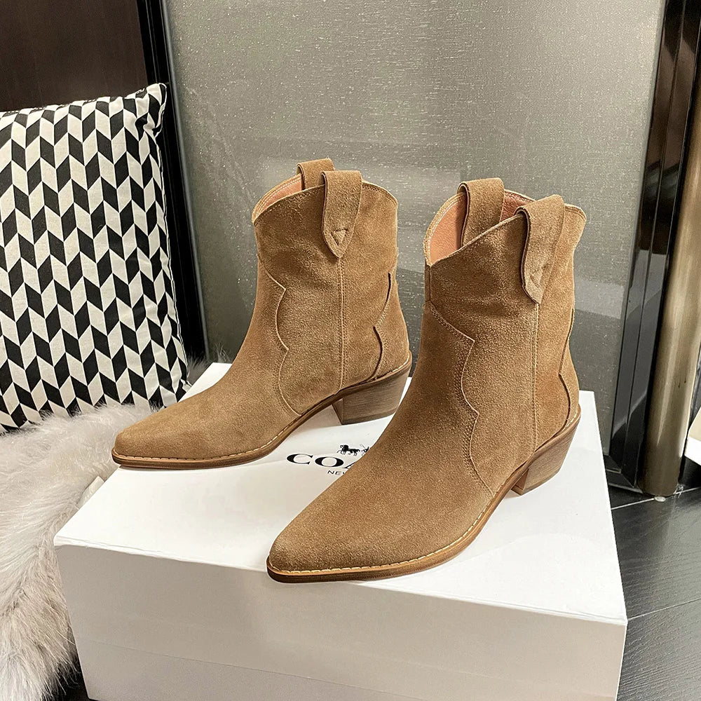R&B | Rindsleder Damen Wildleder Damen Stiefel mit Absatz