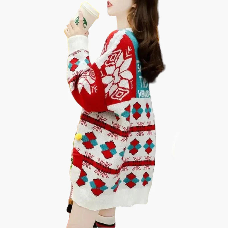 R&B | Weihnachtspullover Ugly Christmas Sweater mit 3D Schneemann und Wintermotiv - Lustiger Feiertagspullover für Partys