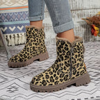 R&B | Leopardenmotiv Winter Seitenreißverschluss Stiefel